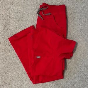 Figs Red Scrub Set